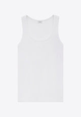 Saint Laurent Ribbed Tank Top with Embroidered-Monogram 824583YB2MH_9000_White_30549854