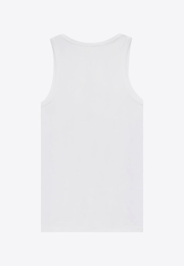 Saint Laurent Ribbed Tank Top with Embroidered-Monogram 824583YB2MH_9000_White_30549854