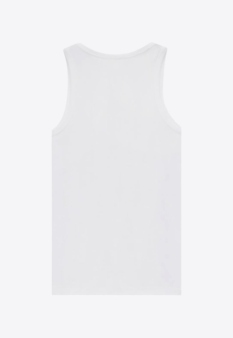 Saint Laurent Ribbed Tank Top with Embroidered-Monogram 824583YB2MH_9000_White_30549854