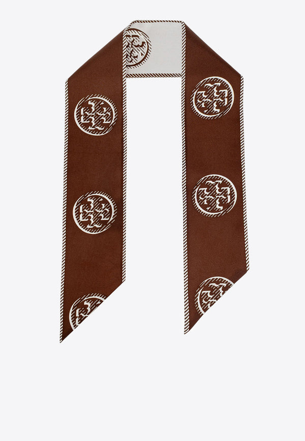 Tory Burch T Monogram Silk Ribbon Tie 174863207_Brown_29844273