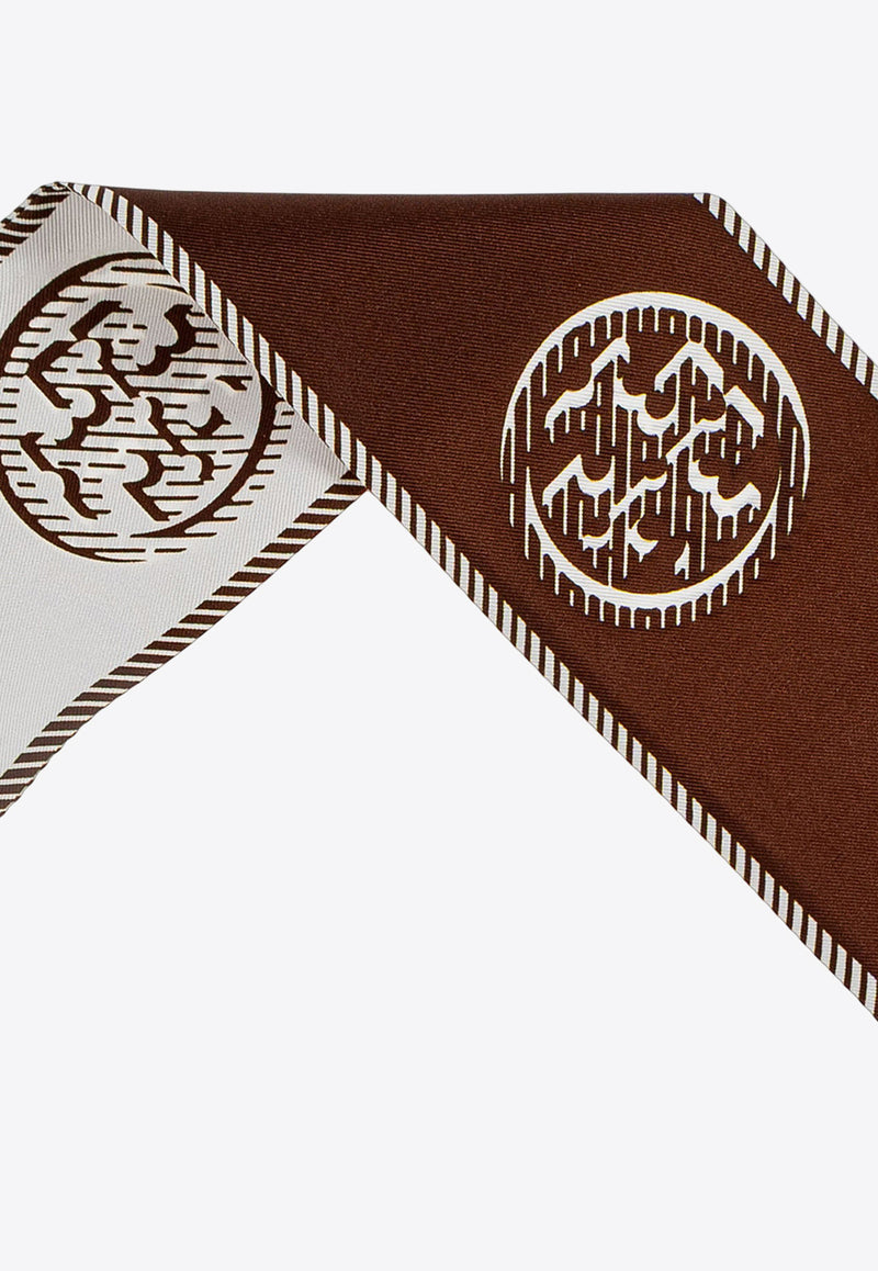 Tory Burch T Monogram Silk Ribbon Tie 174863207_Brown_29844273