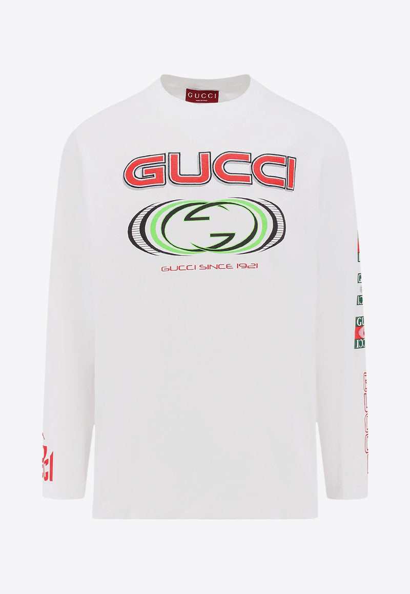 Gucci Printed Long-Sleeved T-shirt White 784364XJGRB_9074_White_29852252