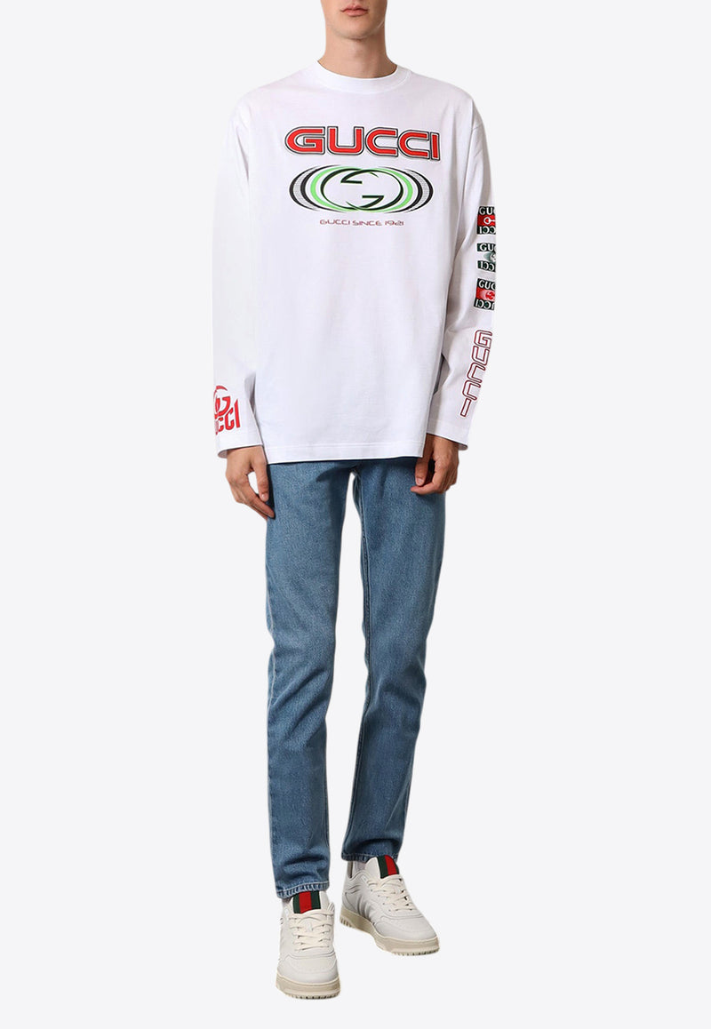 Gucci Printed Long-Sleeved T-shirt White 784364XJGRB_9074_White_29852252