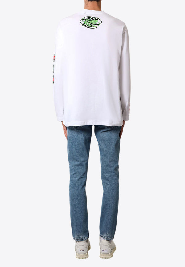 Gucci Printed Long-Sleeved T-shirt White 784364XJGRB_9074_White_29852252