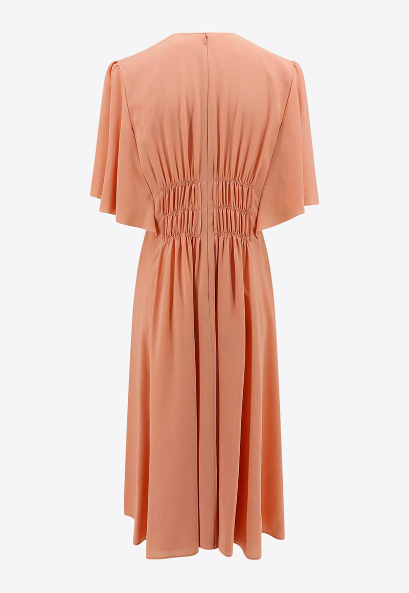 Chloè Shirred Silk Midi Dress Pink C24SRO01004_6T7_Pink_29845790
