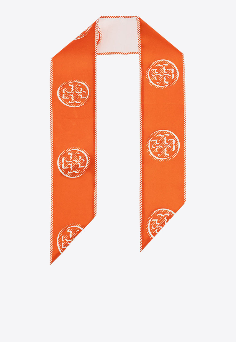 Tory Burch T Monogram Silk Ribbon Tie 174863600_Pepperoncini_29847333