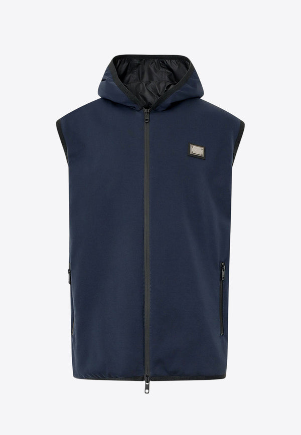 Dolce & Gabbana Logo-Plaque Zip-Up Vest Blue G9AOGTGH487_B0665_Blue_29845403
