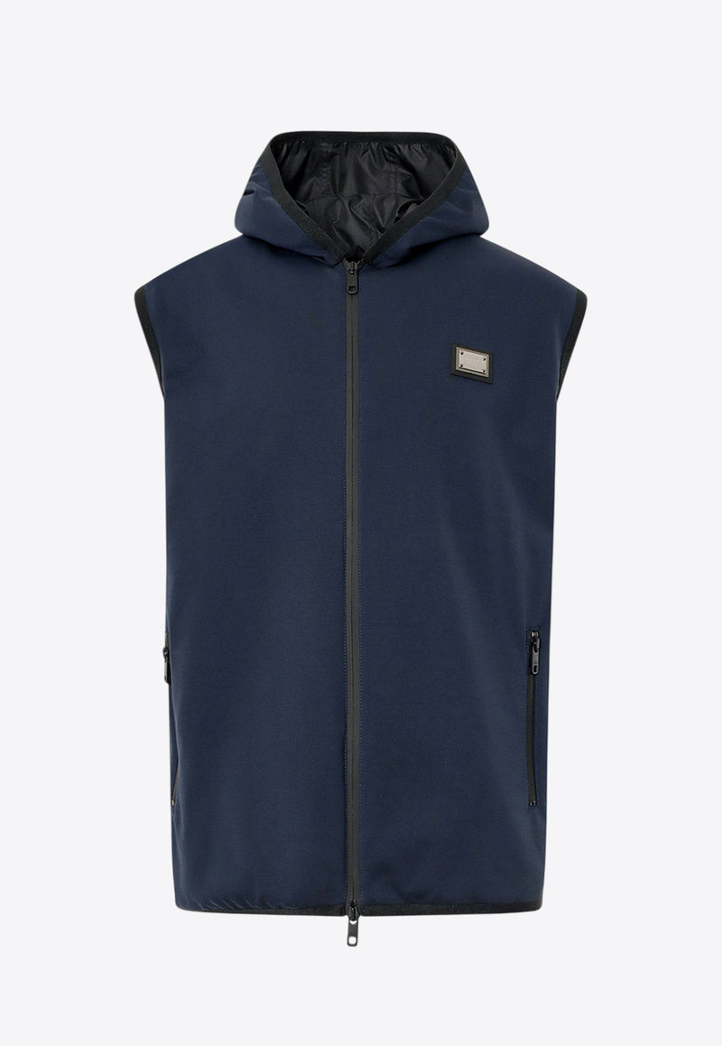 Dolce & Gabbana Logo-Plaque Zip-Up Vest Blue G9AOGTGH487_B0665_Blue_29845403