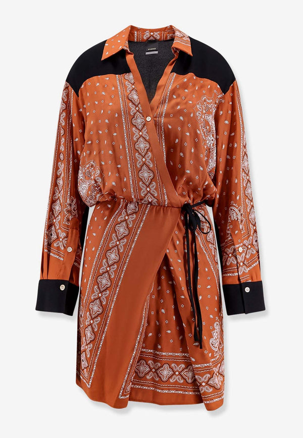 PINKO Bandana Print Mini Wrap Dress Orange 104665A2CK_LZ3_OneColor_29847527