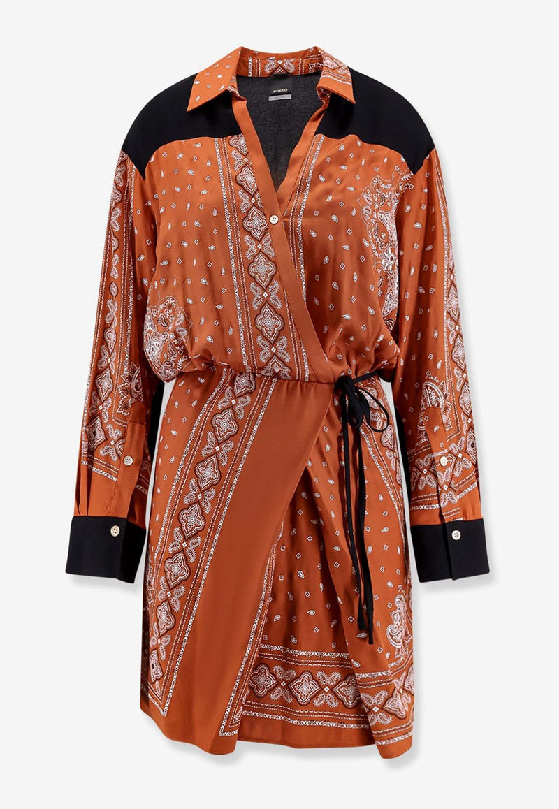 PINKO Bandana Print Mini Wrap Dress Orange 104665A2CK_LZ3_OneColor_29847527