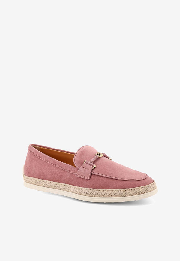 Tod's Logo Plaque Suede Loafers Pink XXW92K0HZ00D8W_L805_Pink_30632741