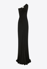 Saint Laurent One-Shoulder Ruched Maxi Dress 733150Y7F98_1000_Black_29854347