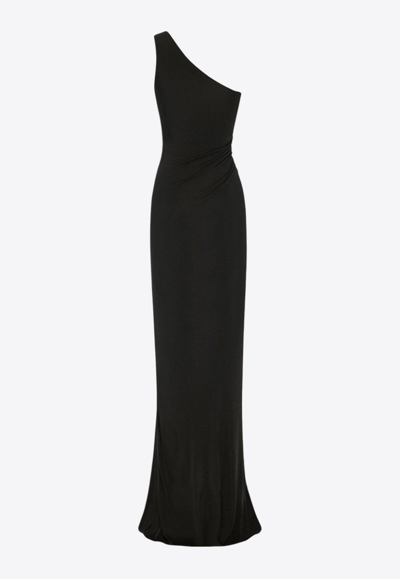 Saint Laurent One-Shoulder Ruched Maxi Dress 733150Y7F98_1000_Black_29854347
