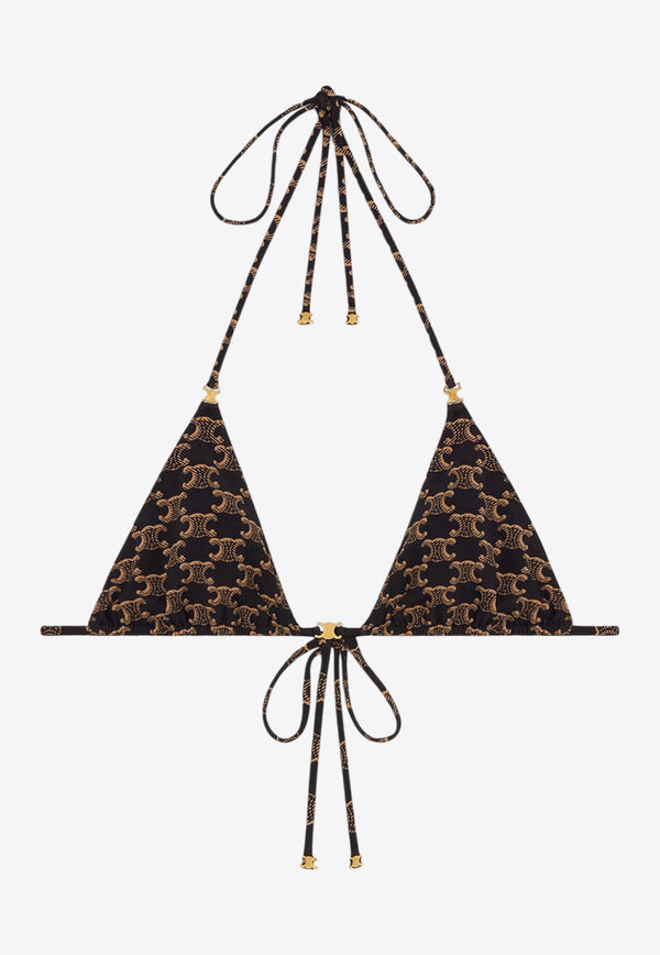 Celine Triomphe Print Triangle Bikini Top Brown 2X54H939T_17BR_Brown_29850323