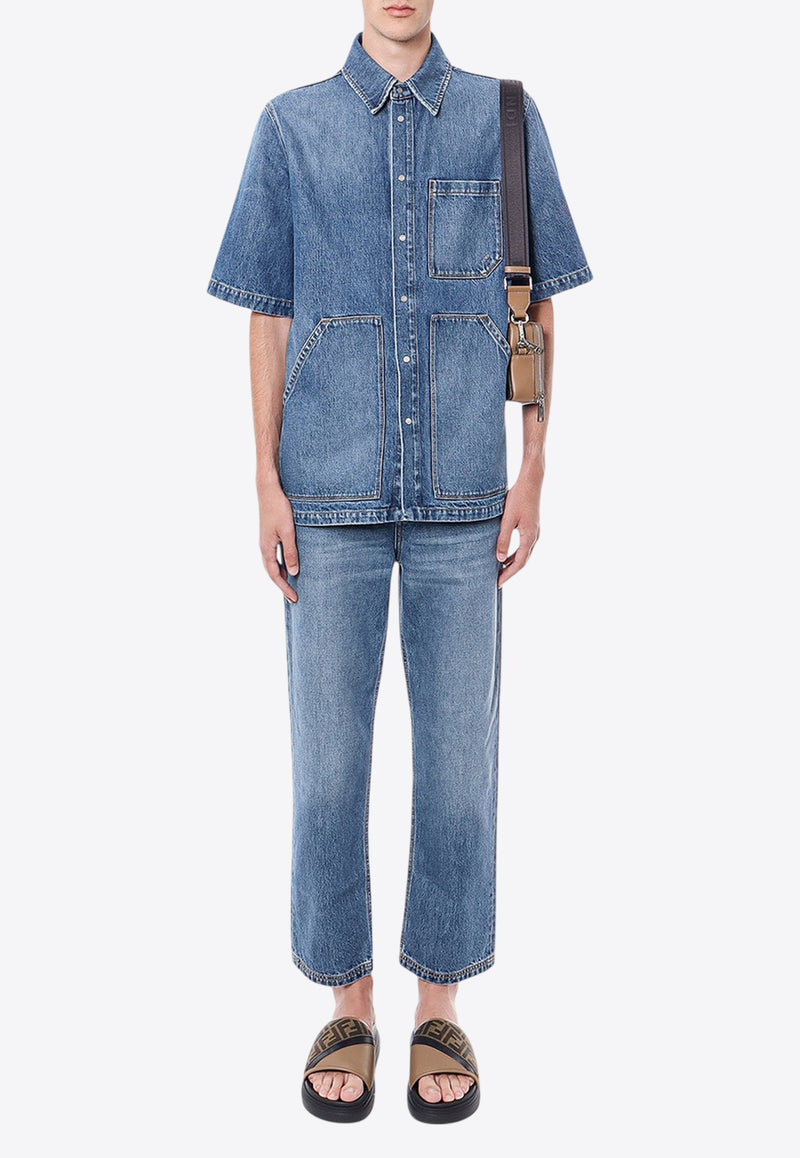 Fendi Essential Short-Sleeved Denim Shirt Blue FW1315AS02_F0RBB_Blue_29854420