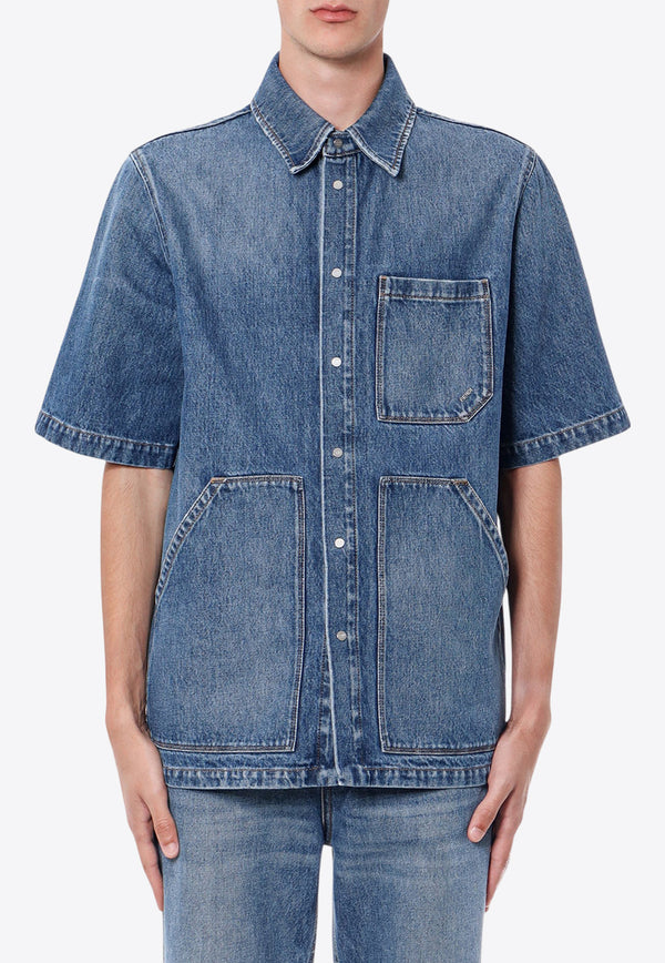 Fendi Essential Short-Sleeved Denim Shirt Blue FW1315AS02_F0RBB_Blue_29854420