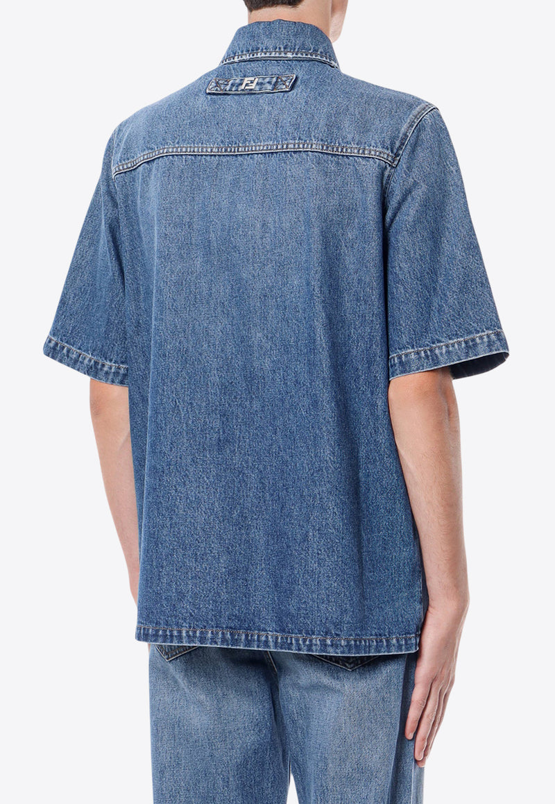 Fendi Essential Short-Sleeved Denim Shirt Blue FW1315AS02_F0RBB_Blue_29854420