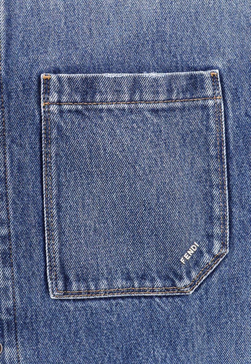 Fendi Essential Short-Sleeved Denim Shirt Blue FW1315AS02_F0RBB_Blue_29854420