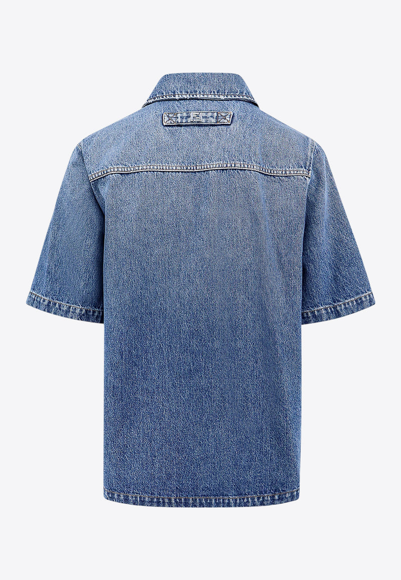 Fendi Essential Short-Sleeved Denim Shirt Blue FW1315AS02_F0RBB_Blue_29854420