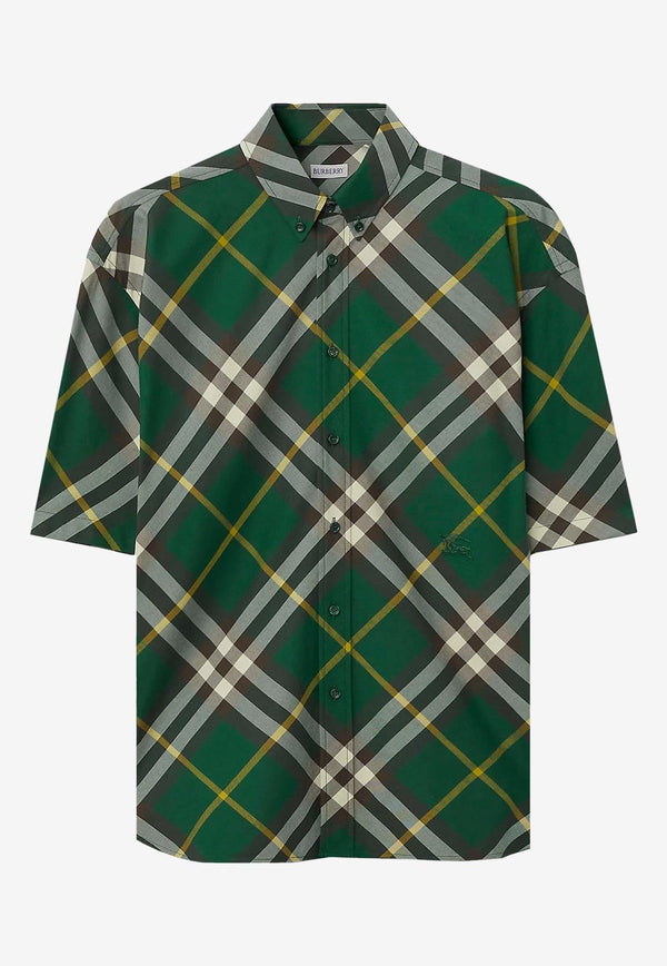 Burberry Short-Sleeved Checked Shirt Green 8082903_B8660_Green_29845441