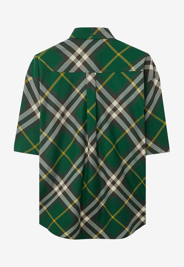 Burberry Short-Sleeved Checked Shirt Green 8082903_B8660_Green_29845441