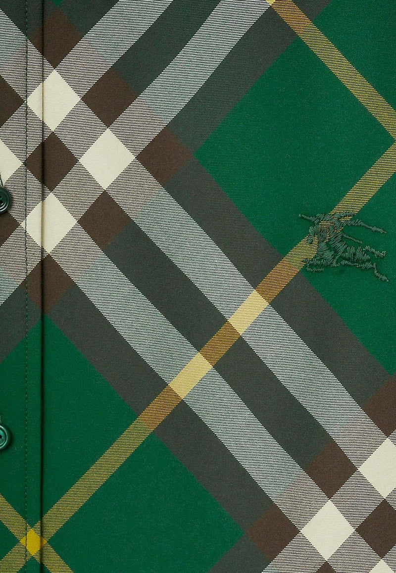 Burberry Short-Sleeved Checked Shirt Green 8082903_B8660_Green_29845441