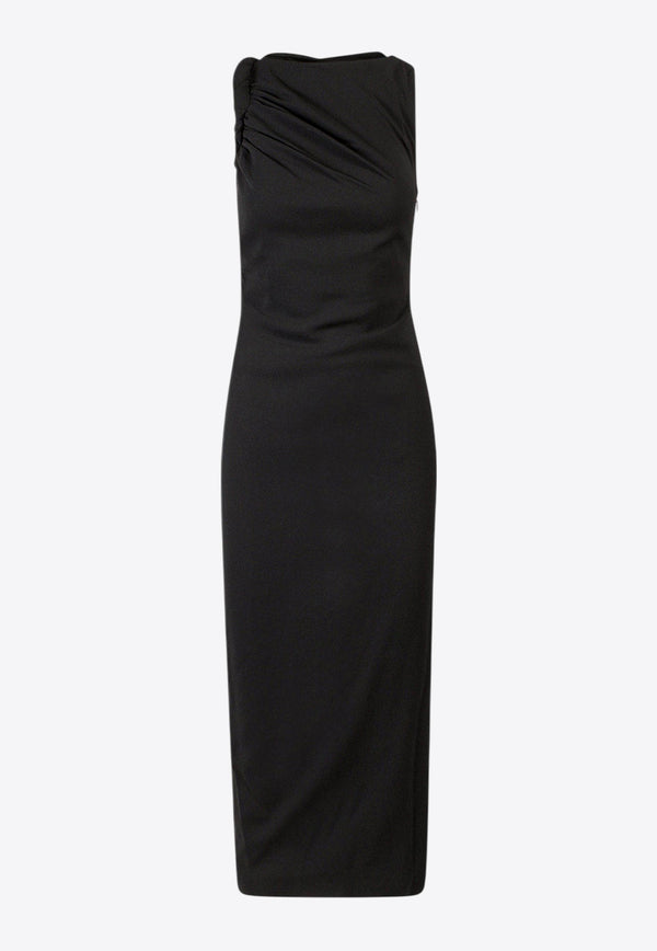 Versace Draped Midi Dress with Cut-Out Black 10086311A02395_1B000_Black_29848217