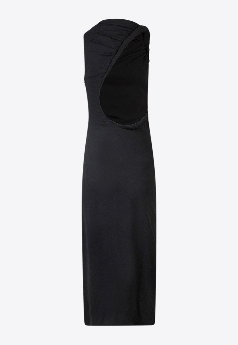 Versace Draped Midi Dress with Cut-Out Black 10086311A02395_1B000_Black_29848217