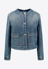 Givenchy Chain-Embellished Button-Up Denim Jacket BW00NB5Y9N_420_Blue_29848250