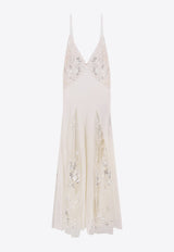 Elisabetta Franchi Embellished V-neck Midi Dress White ABR5152E2_360_White_29848122