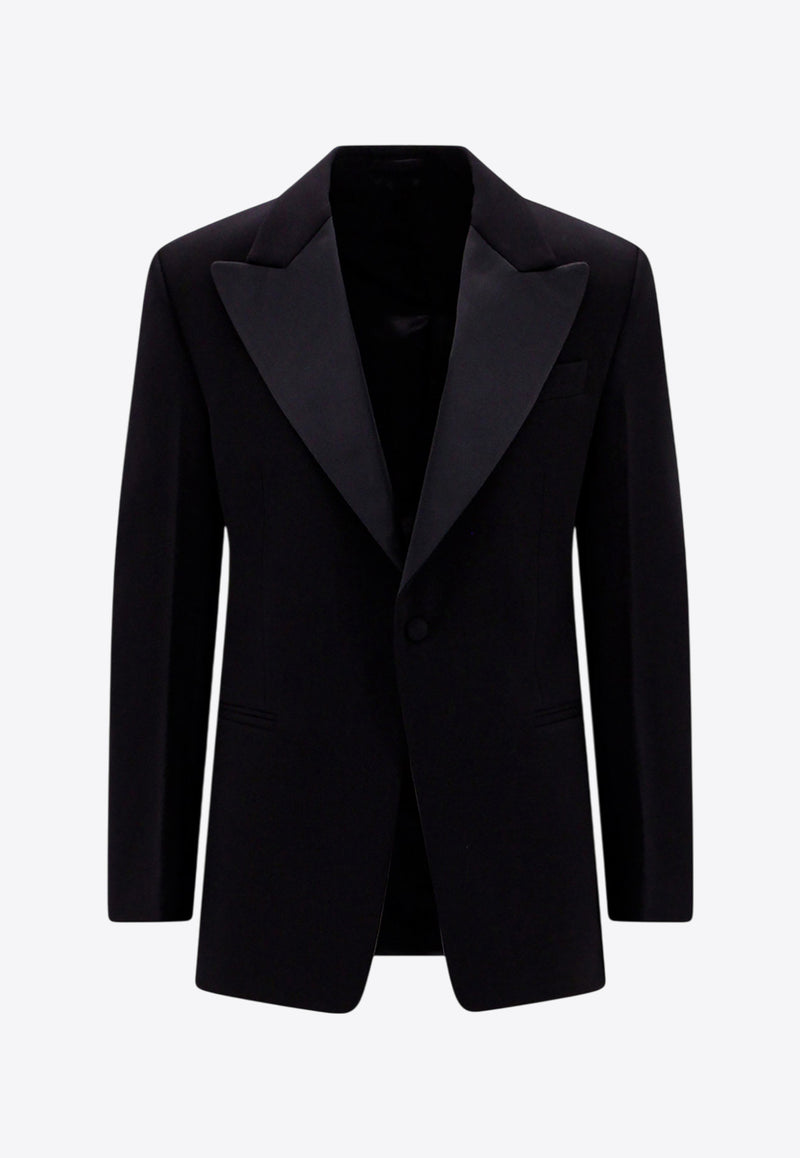 Ferragamo Single-Breasted Tuxedo Blazer Black 142202761935_NERO_Black_29845354