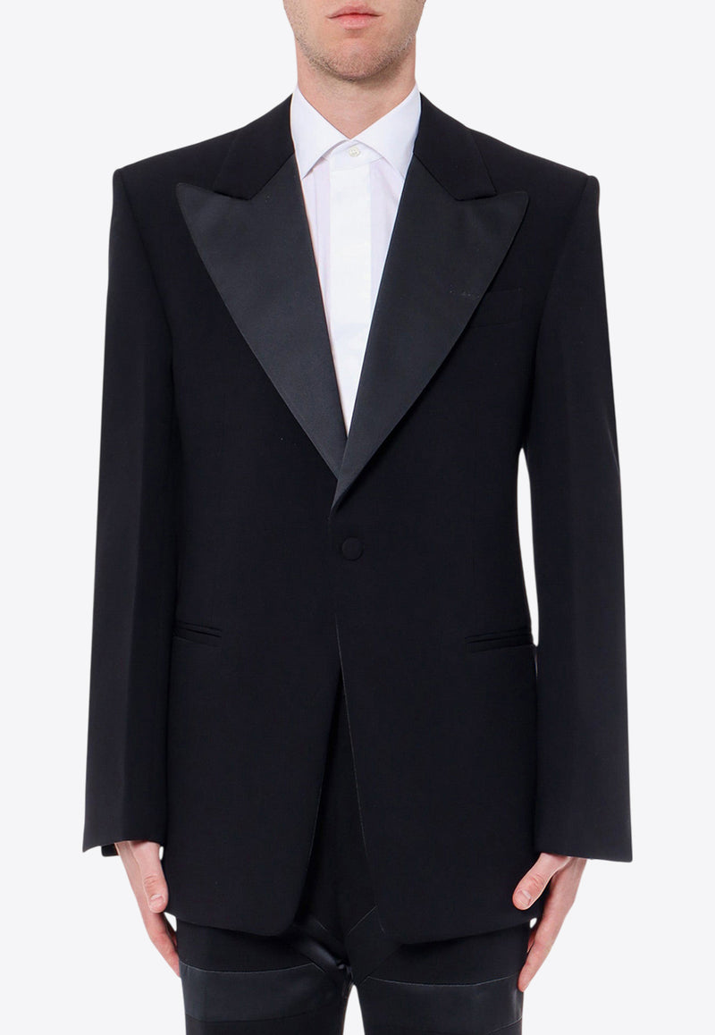 Ferragamo Single-Breasted Tuxedo Blazer Black 142202761935_NERO_Black_29845354