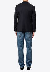 Dolce & Gabbana Double-Breasted Wool Blazer Blue