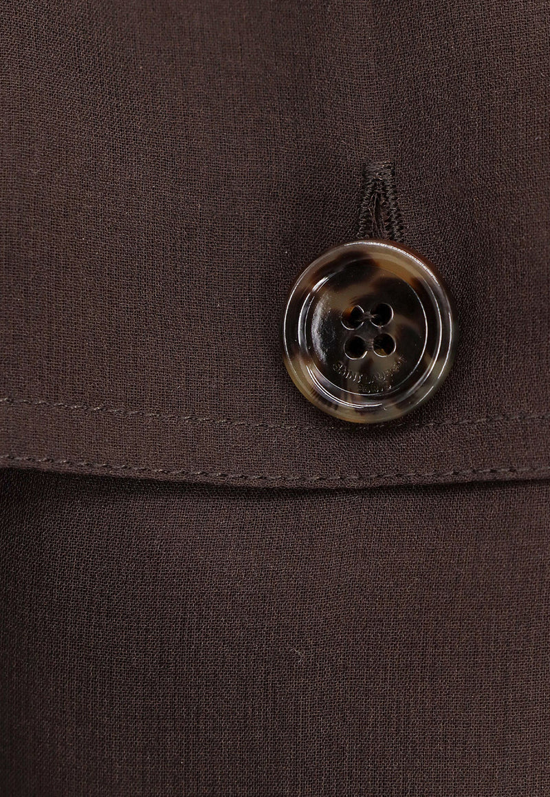 Saint Laurent Long-Sleeved Mini Utility Shirt Dress Brown 778923Y065W_2178_Brown_29853131