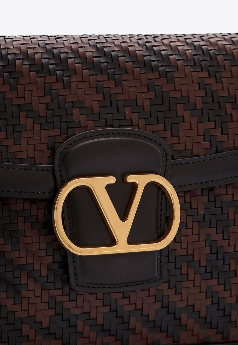 Valentino 9TO5 Woven-Leather Shoulder Bag Brown 7Y2B0R15VGBBKY_NERO/BARK BROWN/NERO_29842079