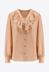 Chloè Ruffled Yoke Silk Shirt Pink 25UHT67489_6H7_OneColor_29848752