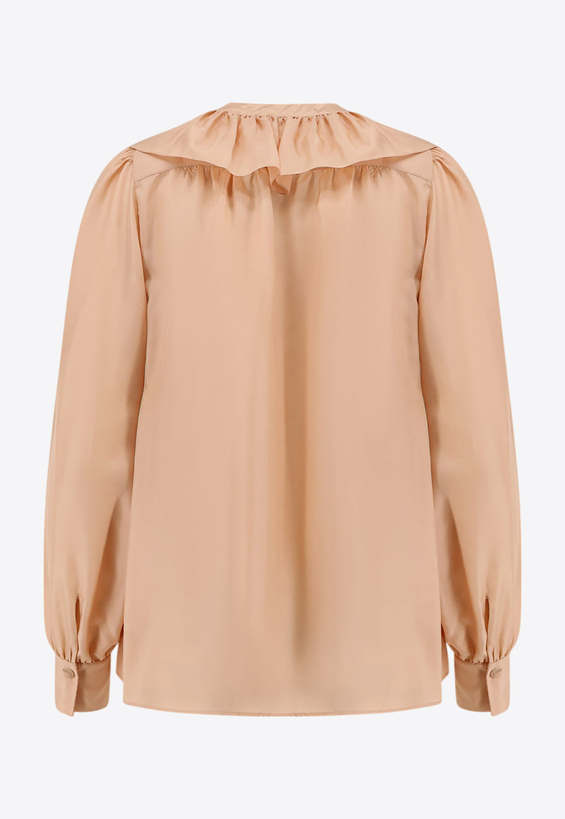 Chloè Ruffled Yoke Silk Shirt Pink 25UHT67489_6H7_OneColor_29848752