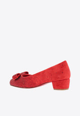 Ferragamo Vara Bow 45 Suede Pumps Red 01F609761507_ROSSO_Red_29847745