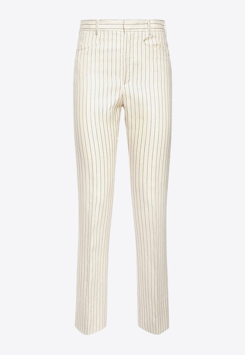 Tom Ford Striped Straight-Leg Pants White PAW558FAX1158_XECBL_White_29847809