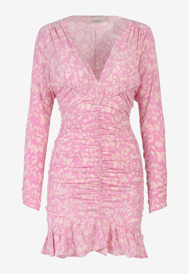 Isabel Marant Lara V-neck Floral Mini Dress Pink RO0058FAA1J02I_40PK_Pink_29843374