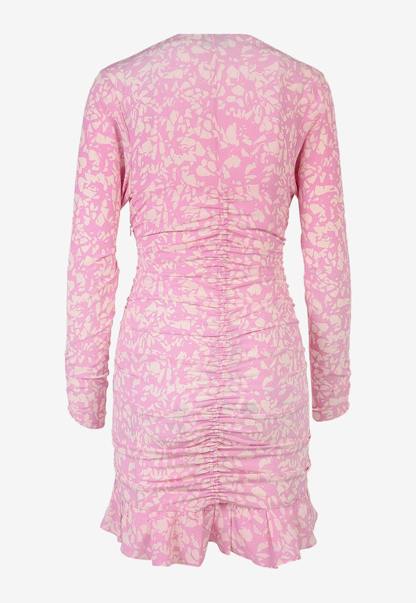 Isabel Marant Lara V-neck Floral Mini Dress Pink RO0058FAA1J02I_40PK_Pink_29843374