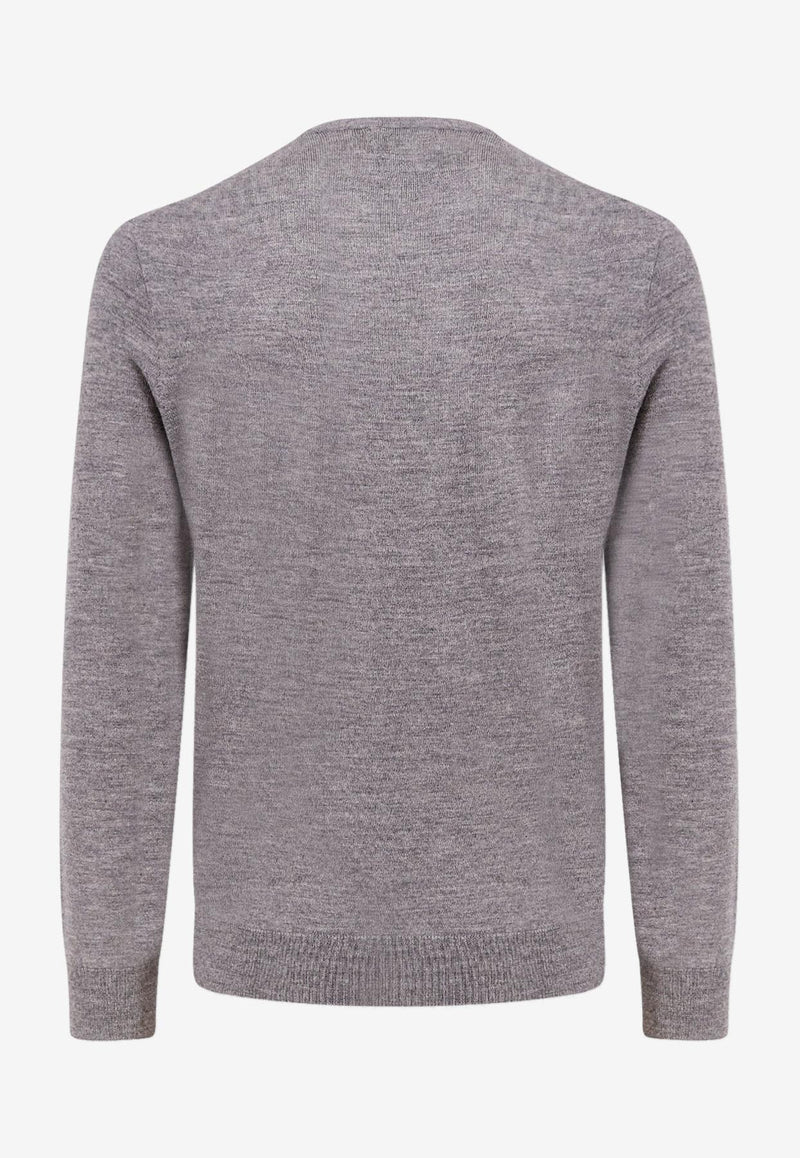 Polo Ralph Lauren Logo Embroidered Wool Sweater Gray 710946143_002_Grey_29846134