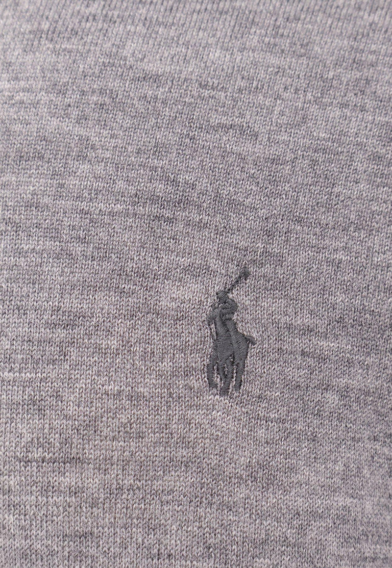 Polo Ralph Lauren Logo Embroidered Wool Sweater Gray 710946143_002_Grey_29846134