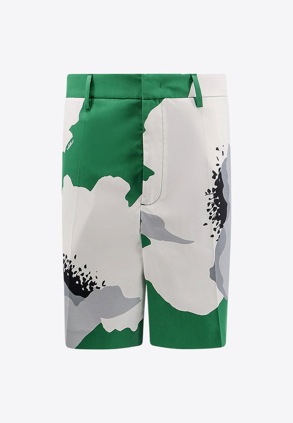 Valentino Flower Print Bermuda Shorts Green 4V0RDD12A2L_ZXU_Green_29847807
