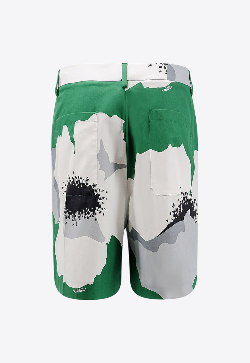 Valentino Flower Print Bermuda Shorts Green 4V0RDD12A2L_ZXU_Green_29847807