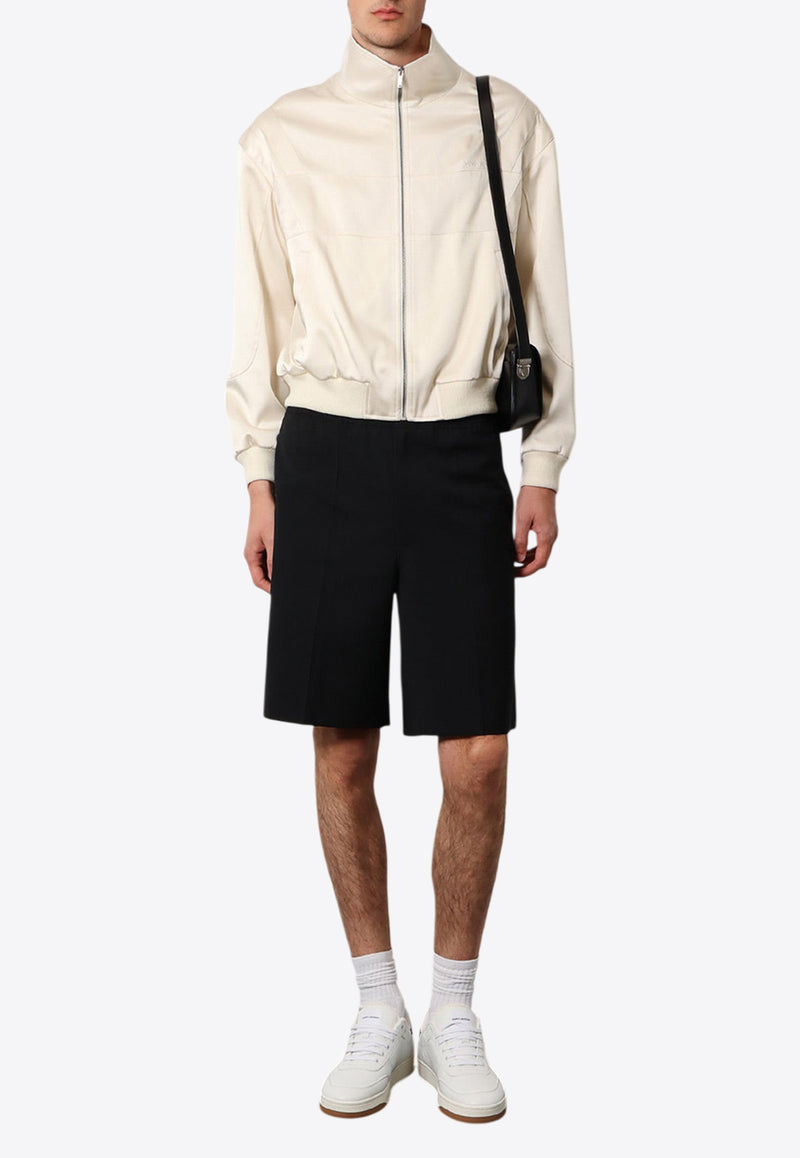 Saint Laurent Satin Jacket with Logo-Embroidery 779952Y3G36_9601_Cream_30632706