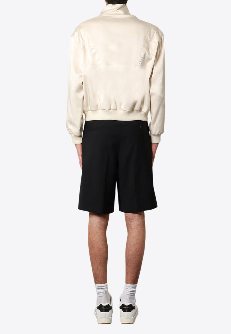 Saint Laurent Satin Jacket with Logo-Embroidery 779952Y3G36_9601_Cream_30632706