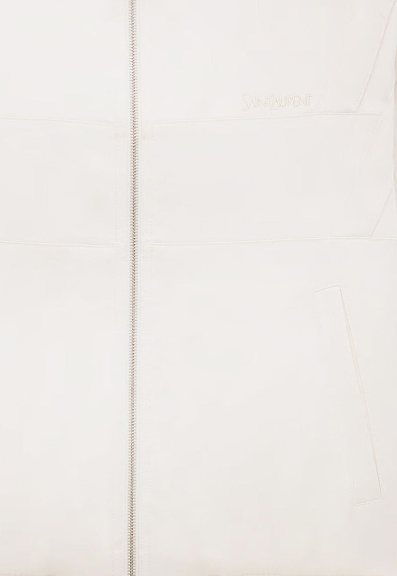 Saint Laurent Satin Jacket with Logo-Embroidery 779952Y3G36_9601_Cream_30632706