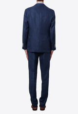 Brunello Cucinelli Single-Breasted Linen Blend Suit Blue MW482LDWH_C802_Blue_29846262