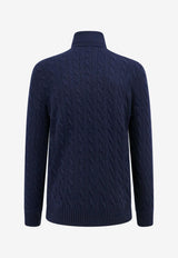 Polo Ralph Lauren Cable Knit Turtleneck Logo Sweater Blue 710876836_005_Blue_29844063